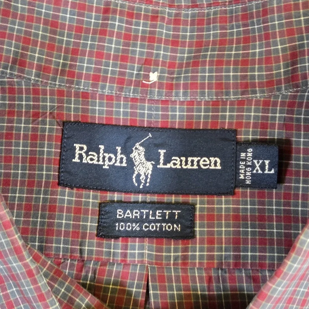 Polo Ralph Lauren Mens Bartlett XL Dark Red Plaid Long Sleeve Pony Logo